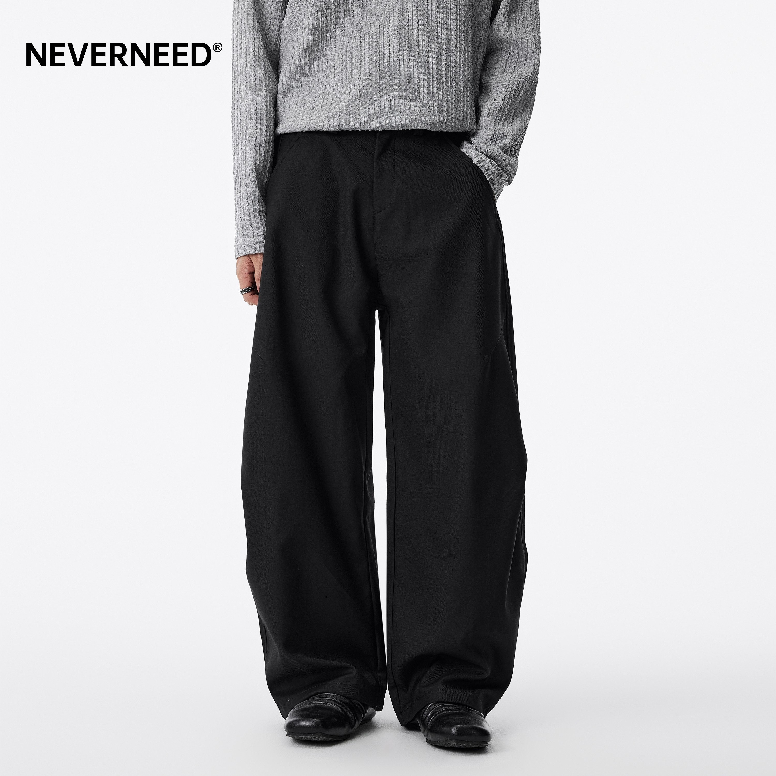 NEVERNEED美式复古弯刀西裤男图片