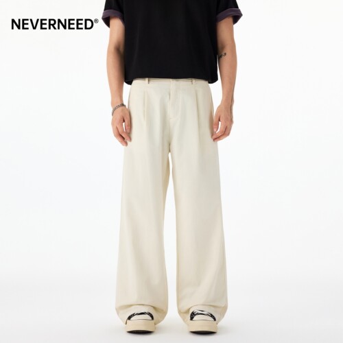 NEVERNEED莱赛尔亚麻直筒休闲裤