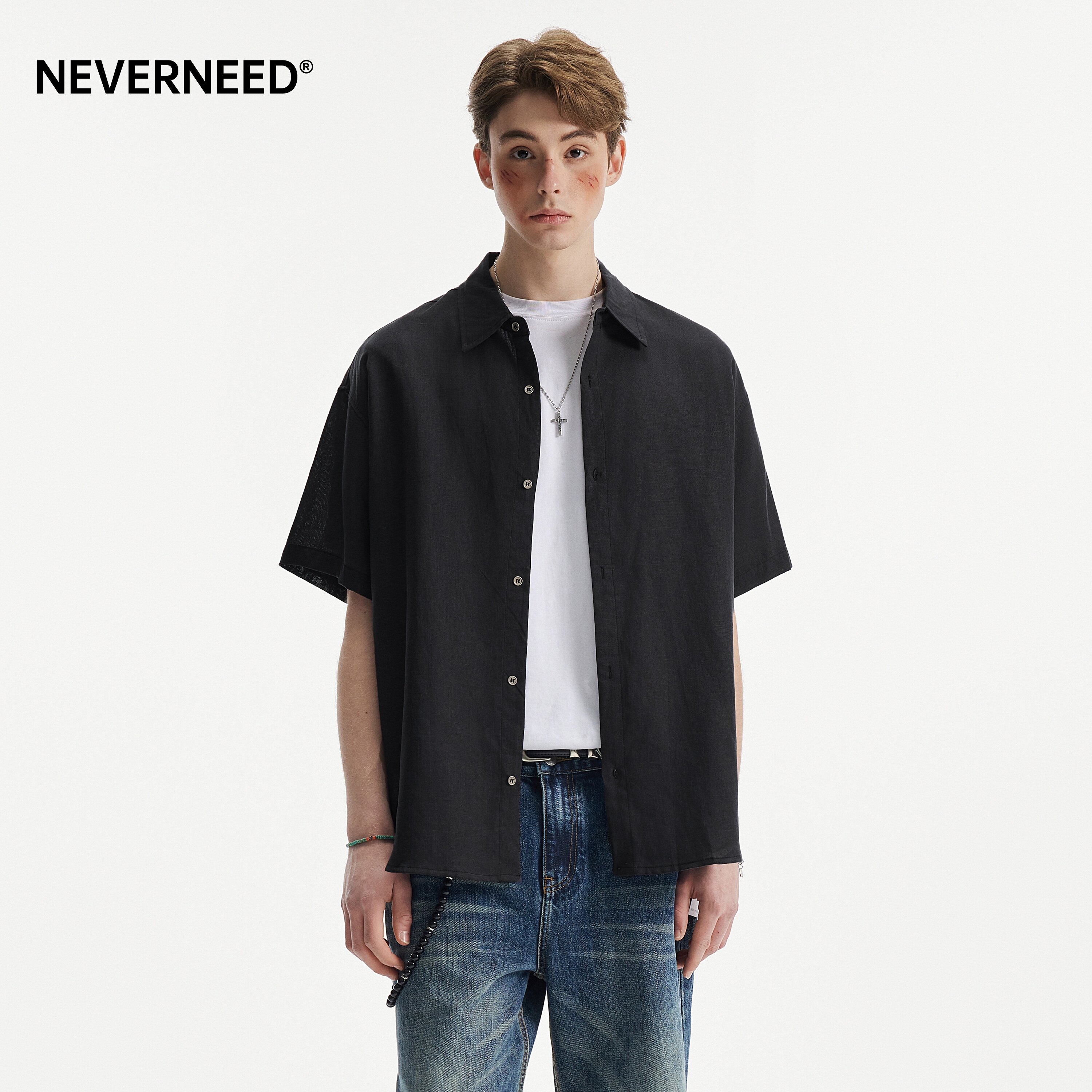 NEVERNEED莱赛尔短袖衬衫男女图片