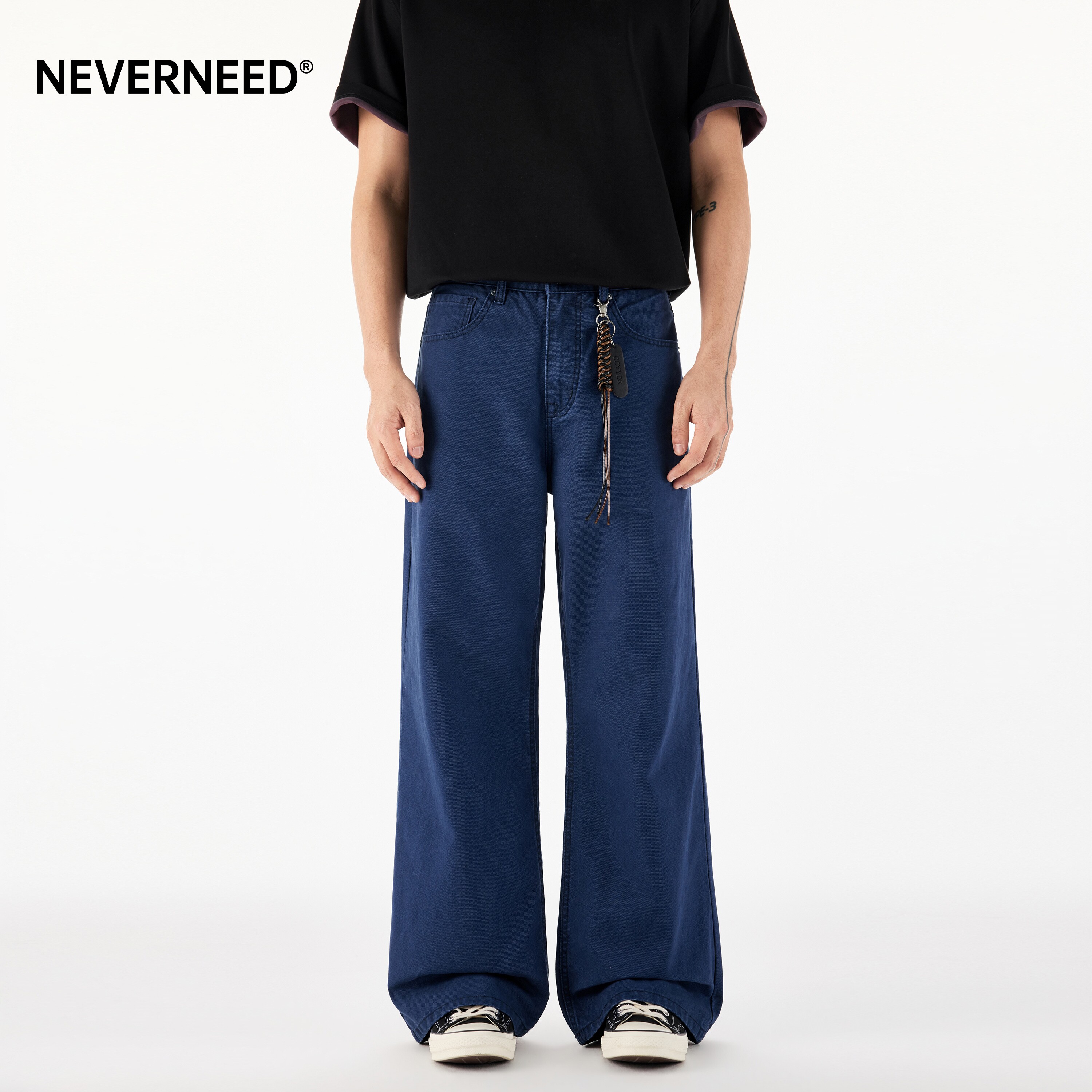 NEVERNEED宽松直筒休闲裤男女夏图片