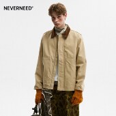 夹克 复古vintage工装 NEVERNEED底特律翻领外套男秋季 撞色帆布美式