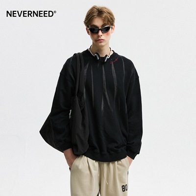 NEVERNEED纯棉圆领卫衣男女秋季