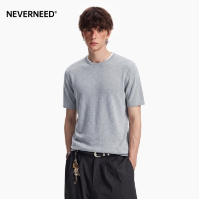 NEVERNEED含羊毛圆领T恤男女夏季