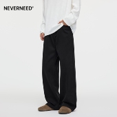 NEVERNEED长绒棉直筒牛仔裤 cleanfit通勤宽松A字休闲裤 男秋季 美式