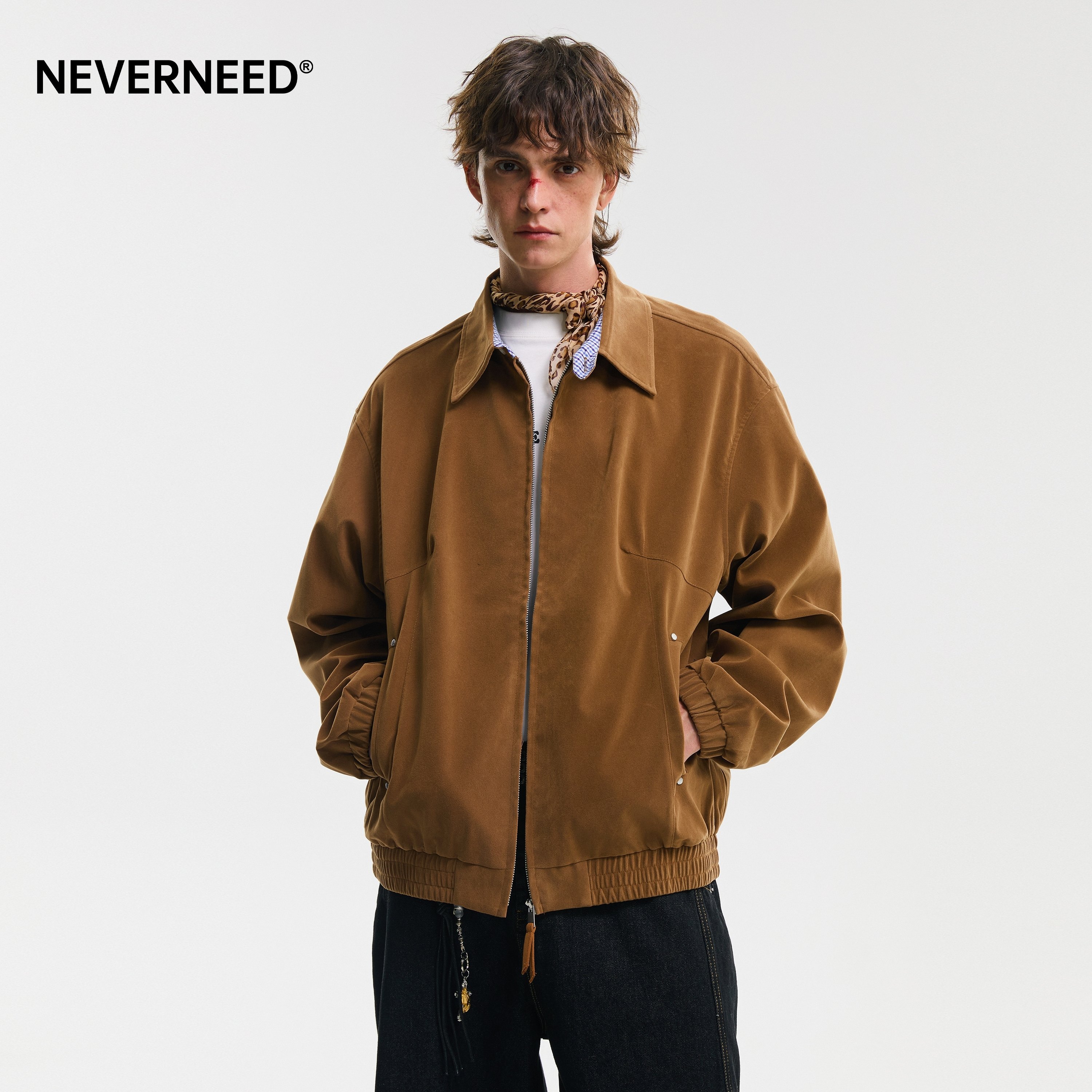 NEVERNEED美拉德翻领工装夹克男图片