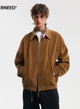 NEVERNEED巴恩风撞色格纹工装夹克男女春季美式cleanfit短款外套