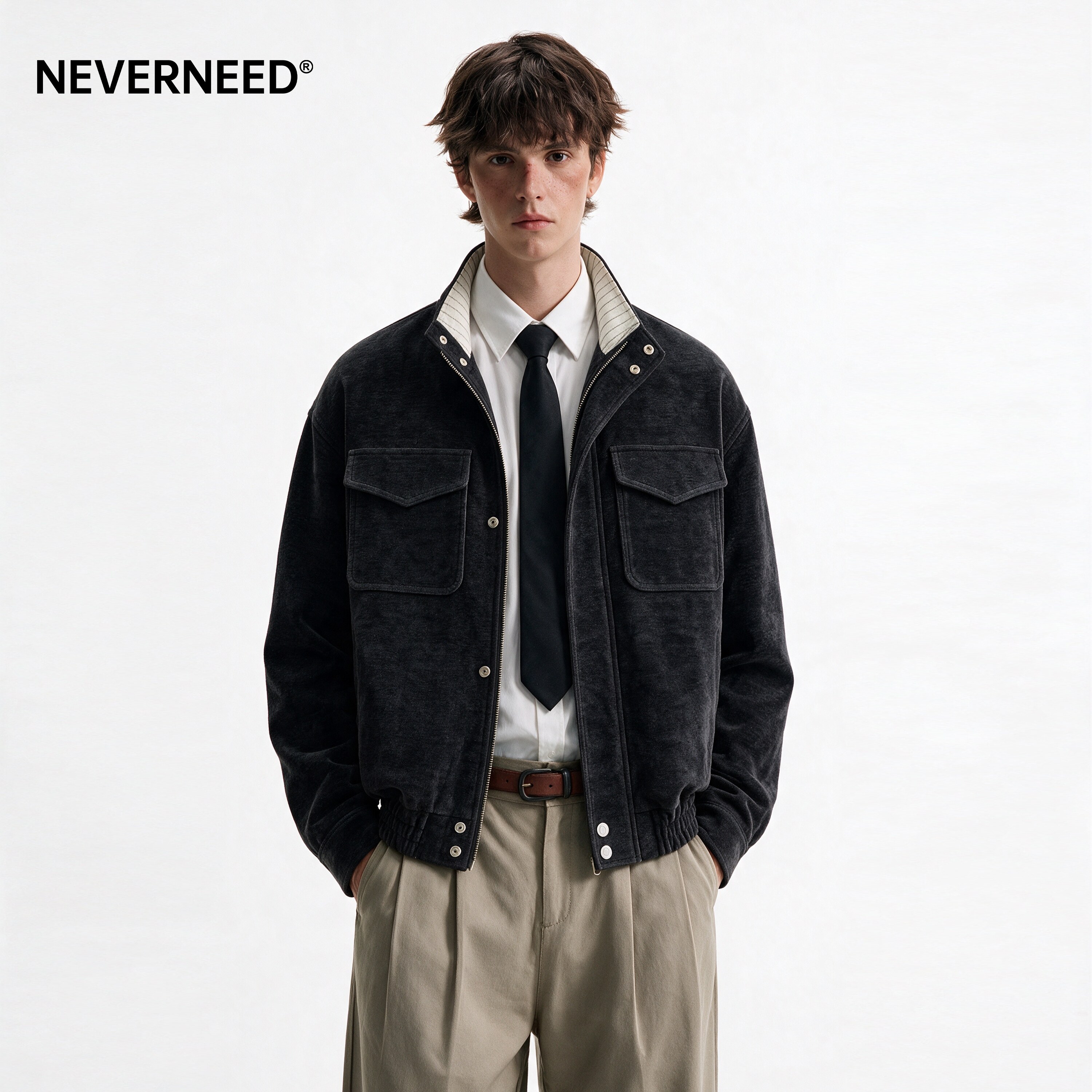 NEVERNEED老钱风灯芯绒夹克男女图片