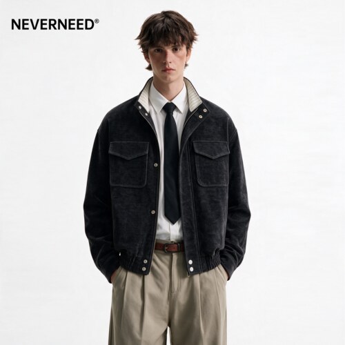 NEVERNEED老钱风灯芯绒夹克男女