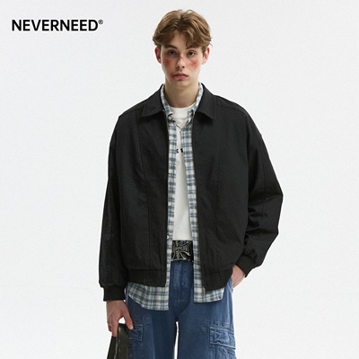 NEVERNEED拼接解构翻领外套男女