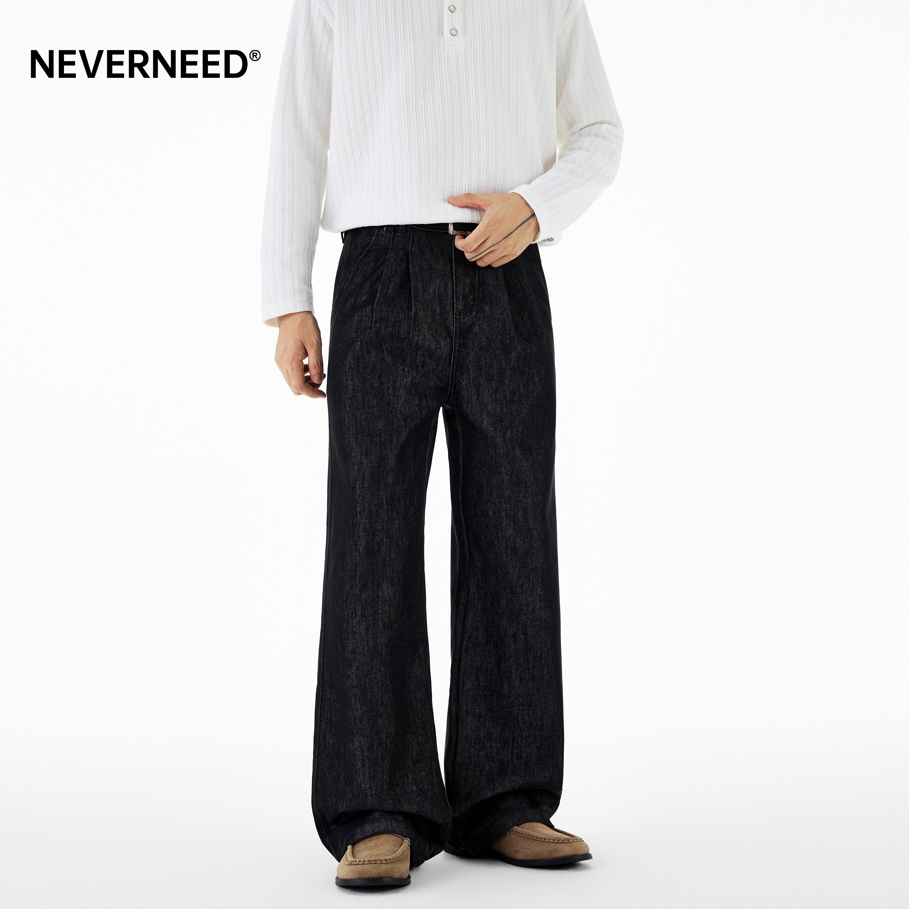 NEVERNEED莱赛尔直筒牛仔裤男图片