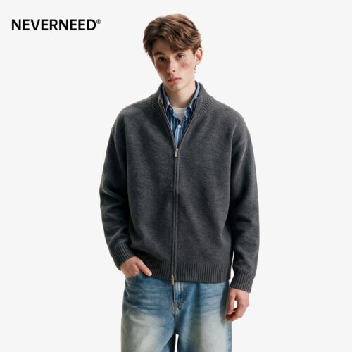 NEVERNEED含绵羊毛立领毛衣男
