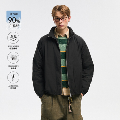 NEVERNEED美式潮牌黑色短款羽绒