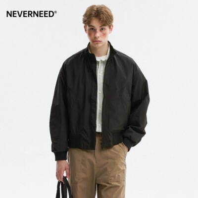 NEVERNEED黑色短款夹克男女