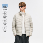 外套 潮牌短款 NEVERNEED新国标90白鸭绒立领排骨羽绒服男冬季 美式