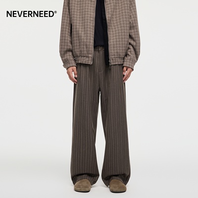 NEVERNEED条纹休闲西装裤男