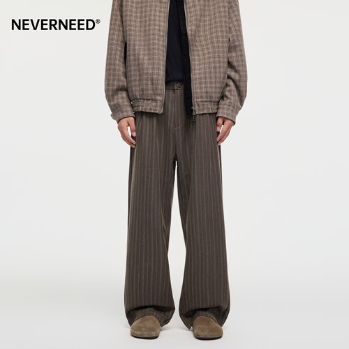 NEVERNEED条纹休闲西装裤男