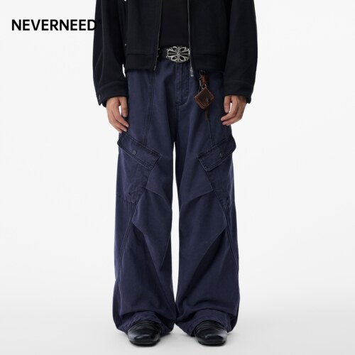 NEVERNEED拼接解构工装休闲裤男