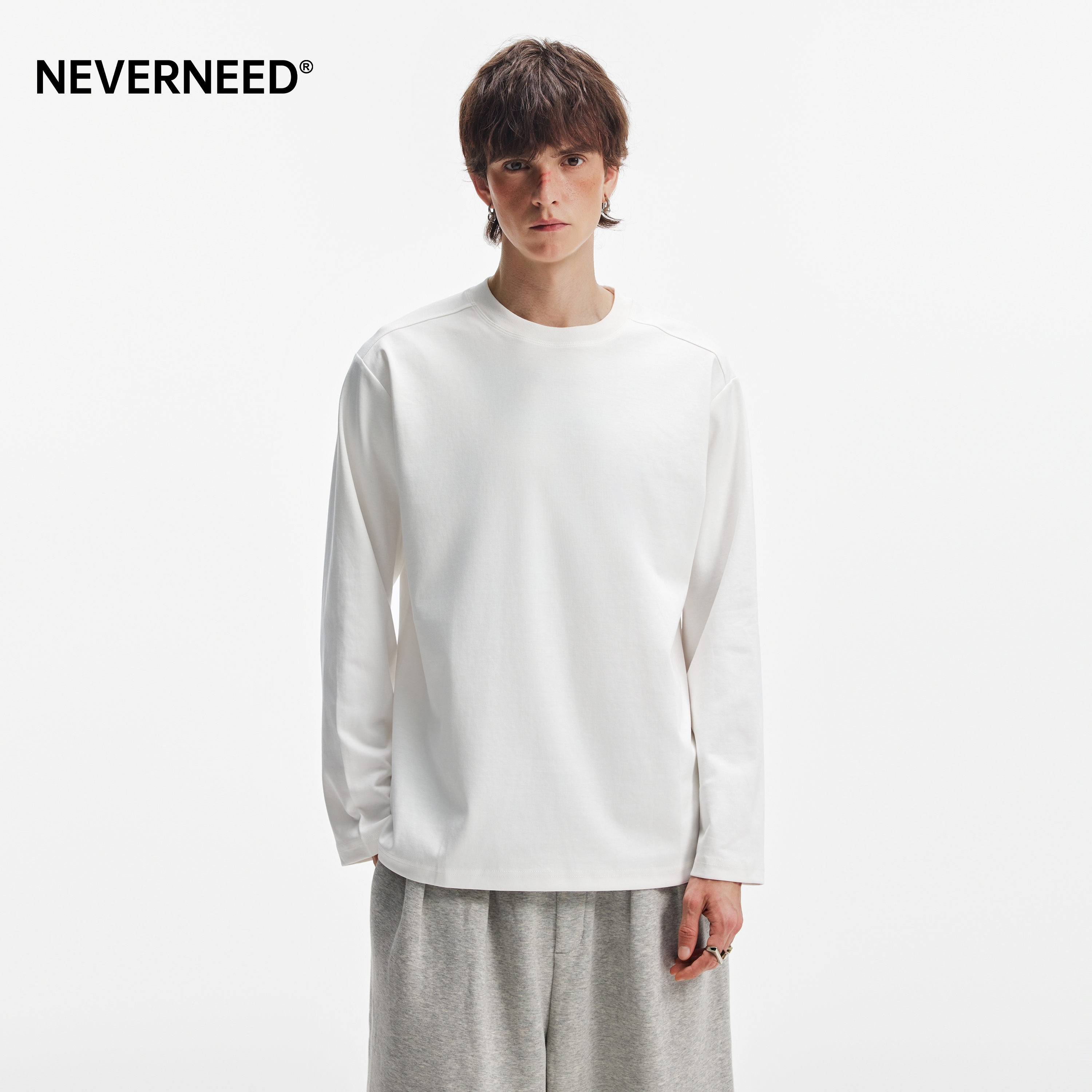 NEVERNEED240g重磅长袖T恤男