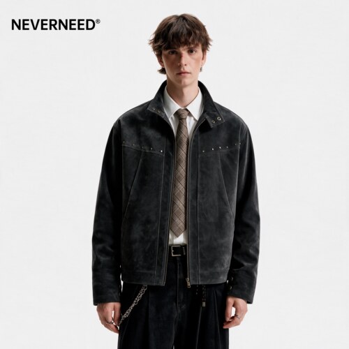 NEVERNEED哈灵顿解构立领夹克男