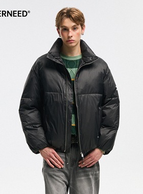 NEVERNEED黑色立领棉衣男女冬季美式复古加厚保暖防寒面包服棉袄