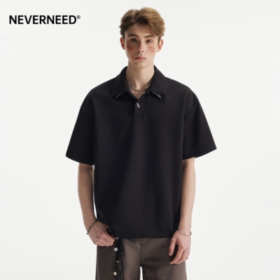 NEVERNEED复古短袖Polo衫男女