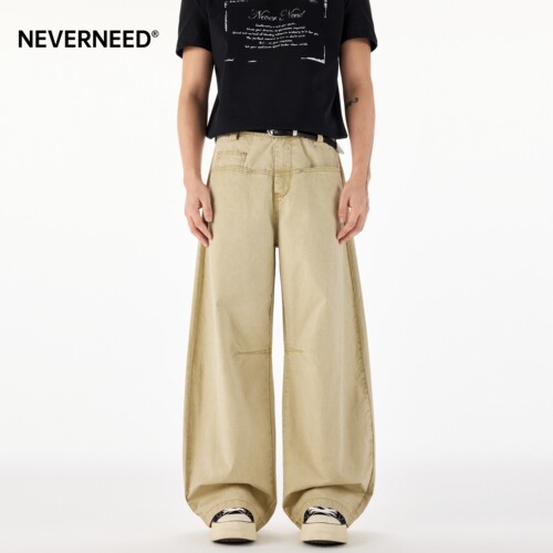 NEVERNEED美式复古廓形弯刀休闲
