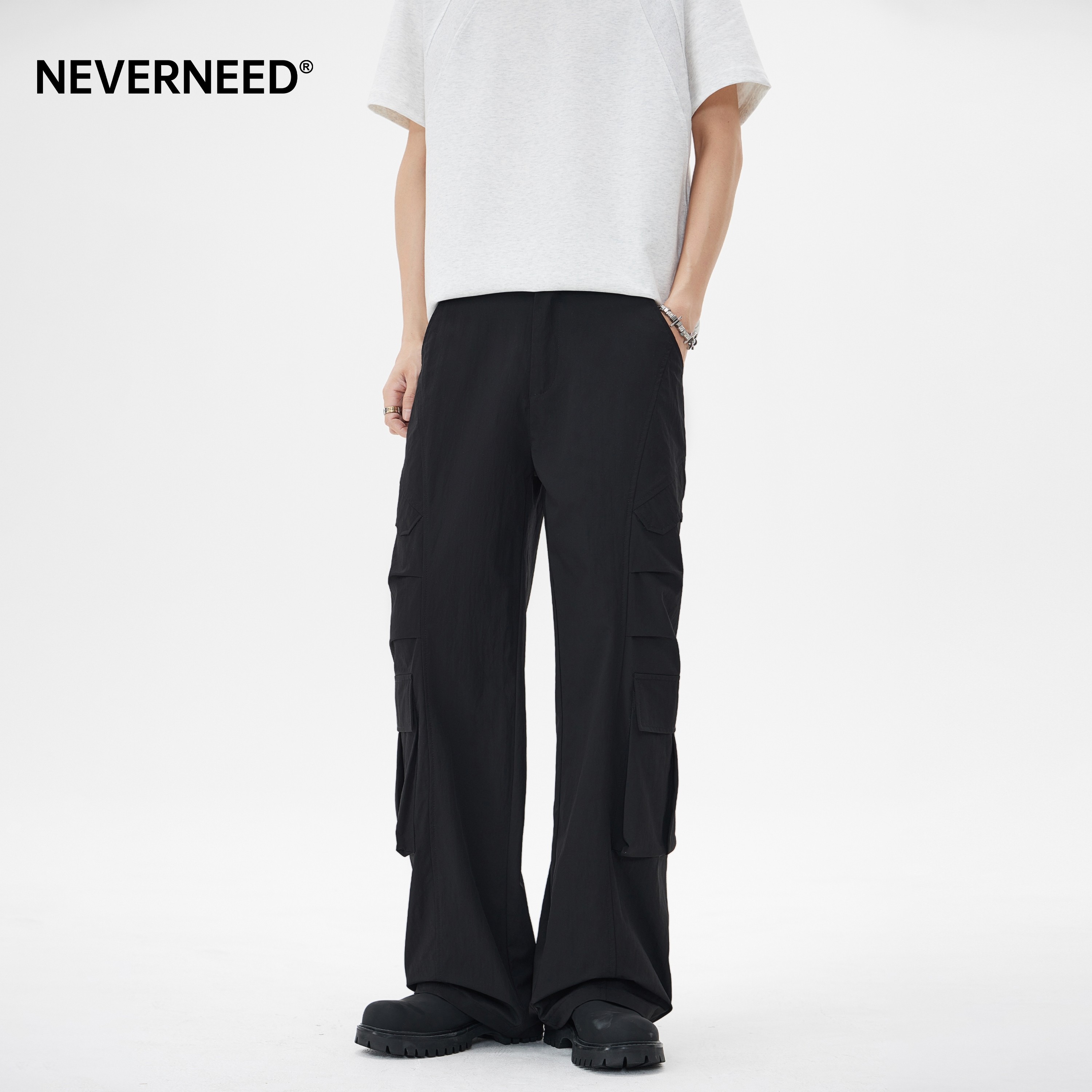 NEVERNEED美式口袋伞兵工装裤男图片