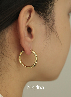 【不挑脸型】简约高级感不规则c型素圈耳环耳钉耳饰925银针冷淡风