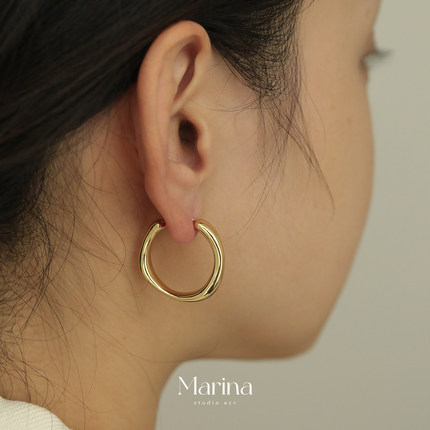 【不挑脸型】简约高级感不规则c型素圈耳环耳钉耳饰925银针冷淡风