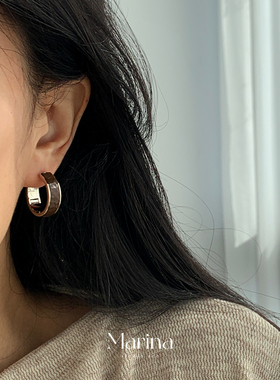 小众夸张大耳圈hoop高级感圆形耳扣耳钉925银针安哥拉红圈圈耳环