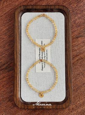 有钱途｜新中式小众设计款天然4mm金发晶手工手串弹力绳手链圆珠