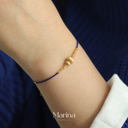 新中式【显白葫芦】极细1mm青金石碎银手串克莱因蓝高级925银手链