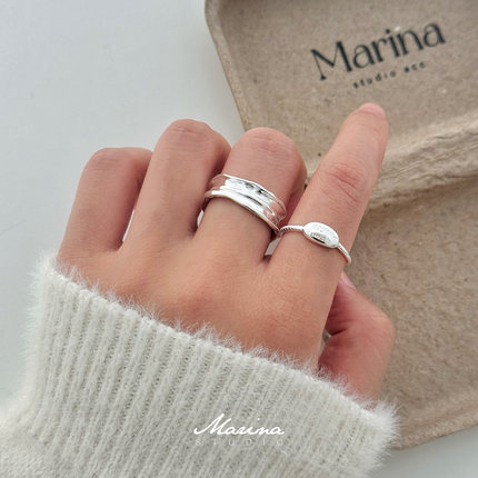 S925纯银不规则褶皱戒指女小众设计简约韩国ins