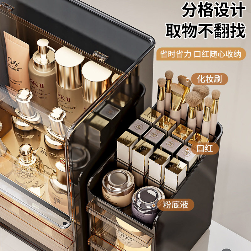 化妆品收纳盒亚克力盒桌面防尘梳妆台置物架护肤品塑料口红收纳架
