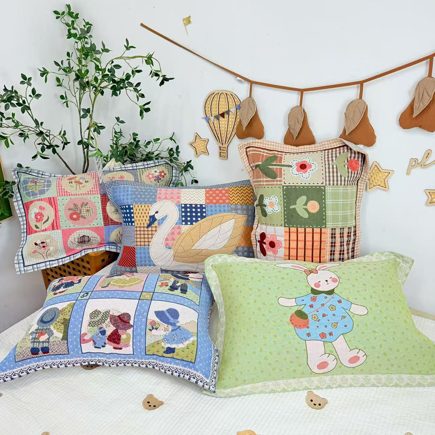 按扣式纯棉纱布成人枕套一对装加大加厚家用单人款透气吸汗枕头套