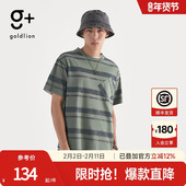 金利来g TEE 半袖 270G平纹面料条纹圆领短袖 街头风斜贴袋情侣同款