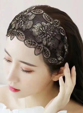 刺绣宽边发箍女2025新款妈妈时尚洋气薄款压发发卡头箍遮白发头饰