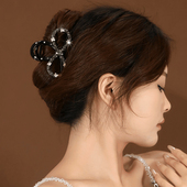 精致水钻蝴蝶结抓夹女后脑勺高级感盘发夹子头饰气质鲨鱼夹发夹女