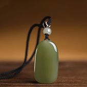 和田色玉平安无事牌吊坠男女项链挂坠平安好运事事顺遂挂件百搭