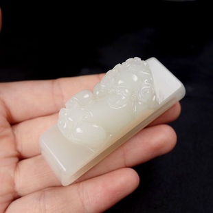 双层新疆和田色玉貔貅皮带扣腰带扣男士 白绿色玉腰扣腰牌挂件平安