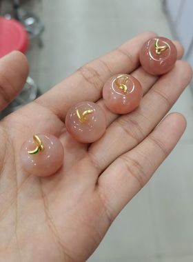 天然玉石金丝玉水晶diy饰品配饰简约DIY小苹果项链吊坠ins风-温柔