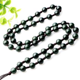 和田色玉青玉珠吊坠挂绳黄金翡翠玉石吊坠项链绳大珠链子男女款