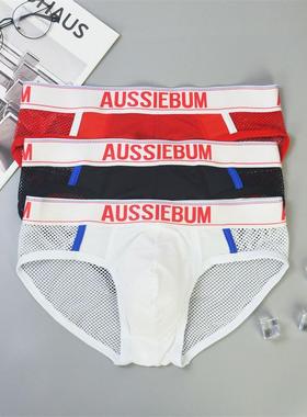 aussiebum男士内裤三角性感低腰U凸囊袋透气网孔彩虹学生运动0