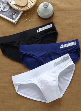 AUSSIEBUM男士平角三角双丁字低腰内裤青年学生运动性感彩虹3条装