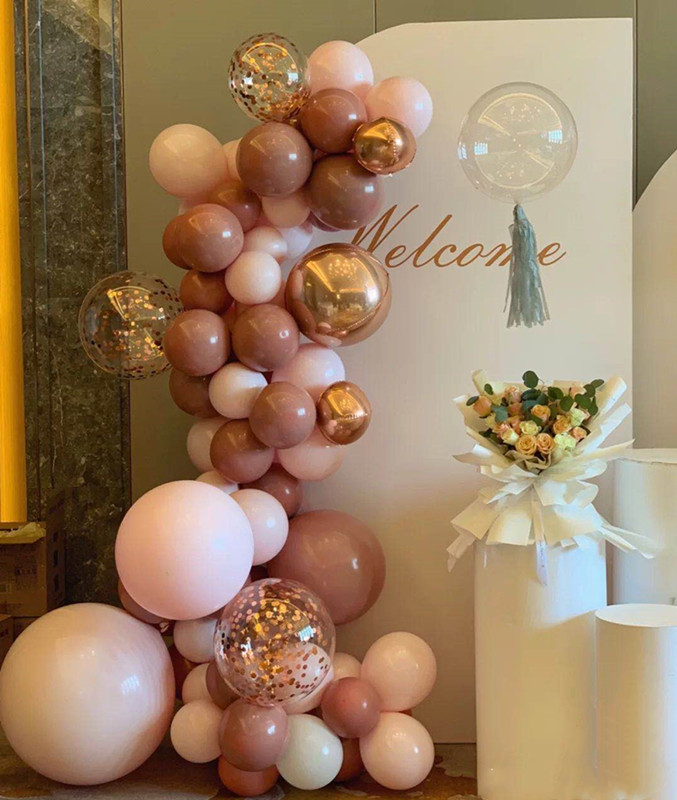 小红书爆款网红复古色气球套餐生日开业订婚ins风背景墙装饰布置