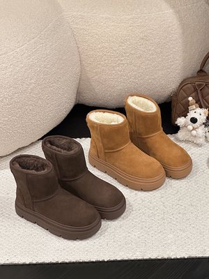 尚格丽娜磨砂皮厚底雪地女2025冬季新款加绒加厚保暖休闲短靴潮鞋