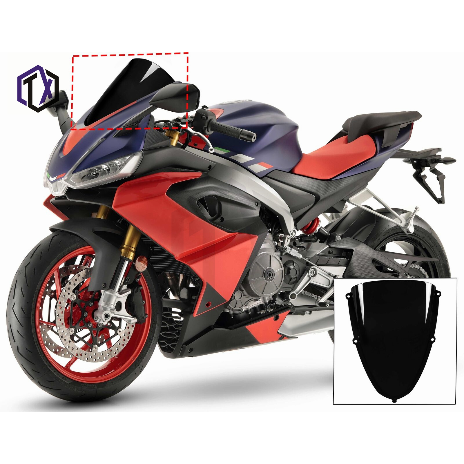 适用阿普利亚Aprilia RS660 20-22年 改装竞技加高前挡风玻璃风挡