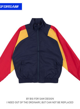 BIG FOR SAM美式复古运动夹克男潮牌秋季嘻哈宽松薄款防风衣外套
