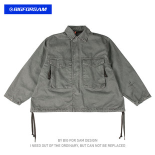 外套潮 夹克宽松军事风廓形水洗做旧军装 BIGFORSAM美式 复古M65工装