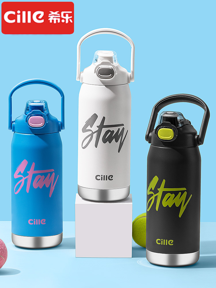 希乐简约316不锈钢带吸管大容量